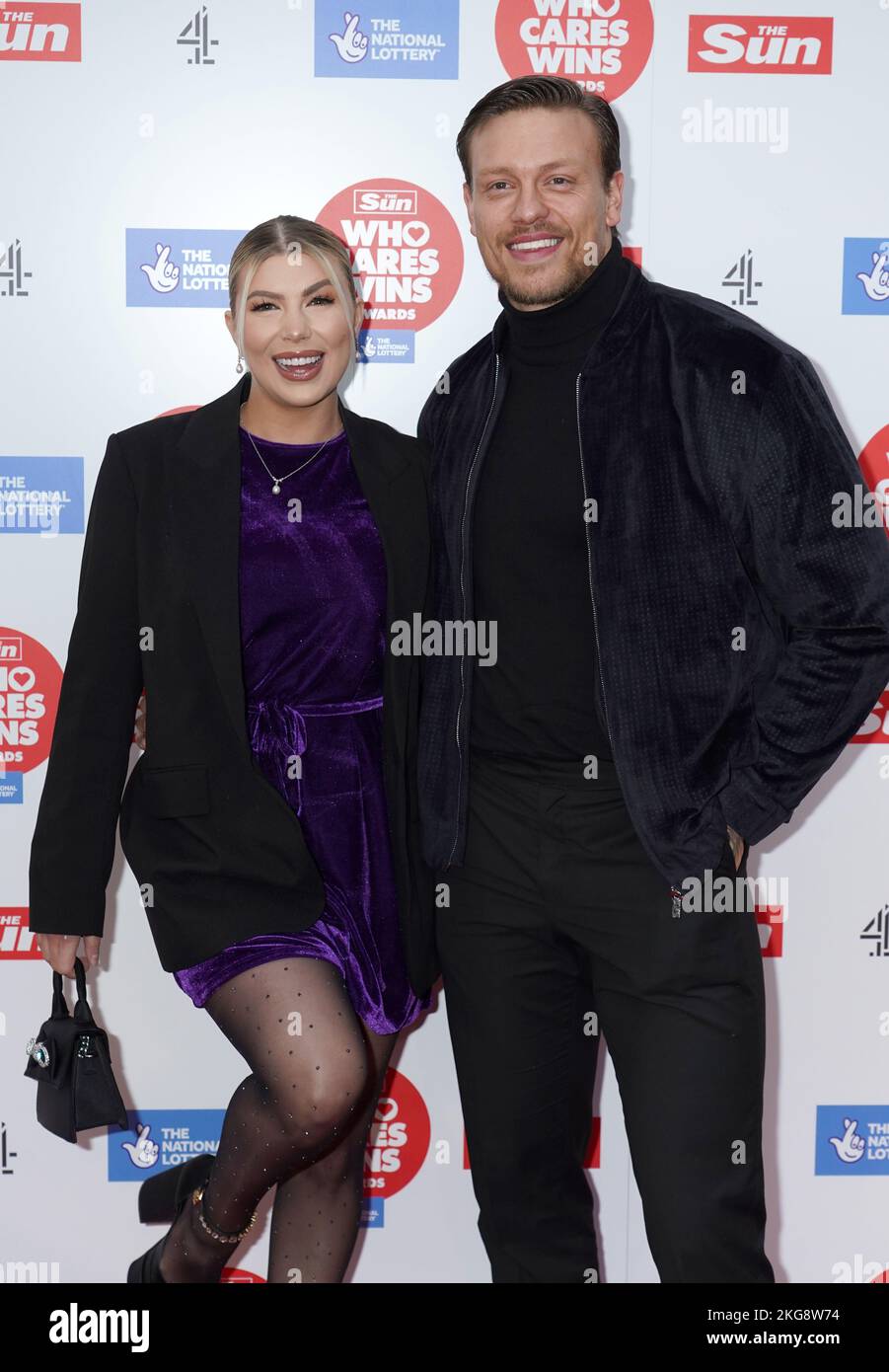 Olivia and Alex Bowen attend The Sun's Who Cares Wins Awards at the Roundhouse, Chalk Farm, London, to celebrate and thank the NHS and healthcare heroes, key workers and ordinary people who care for others. Picture date: Tuesday November 22, 2022. Stock Photo