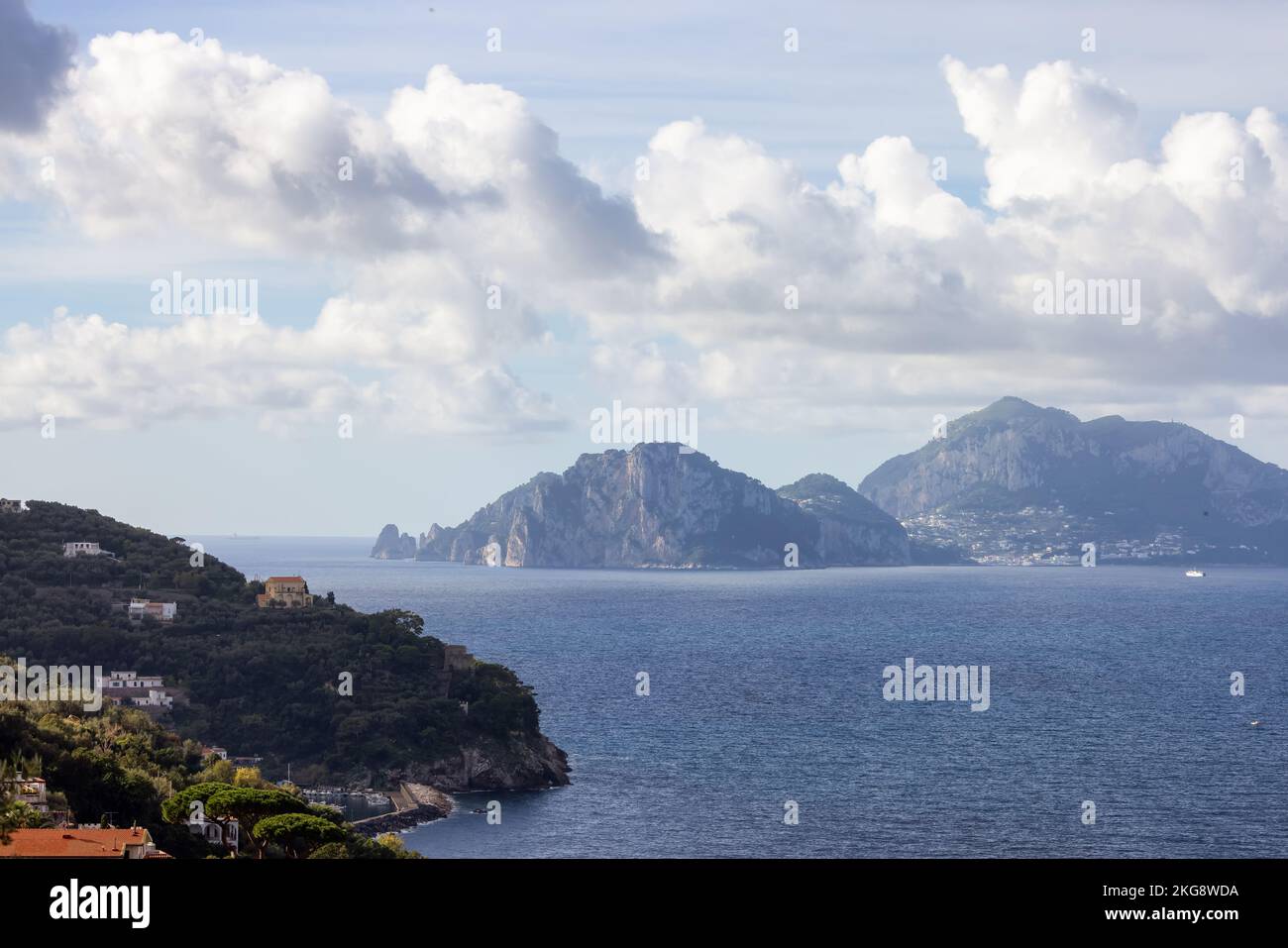 Residential Homes on Mountain by the Sea with Capri Island in