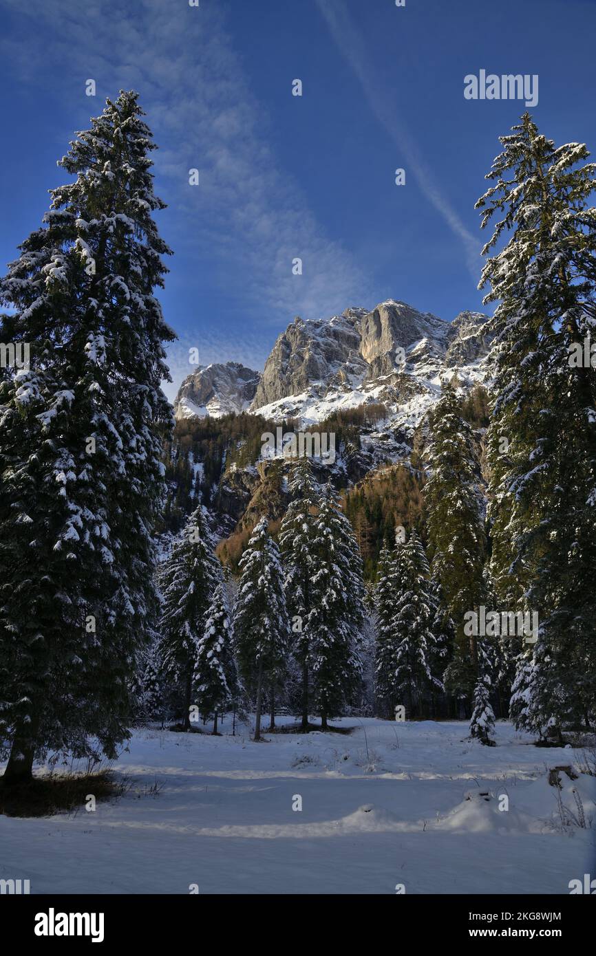 The winter time in the Berchtesgadener Land is a wonderful time with many beautiful locations and wonderful atmospheres Stock Photo