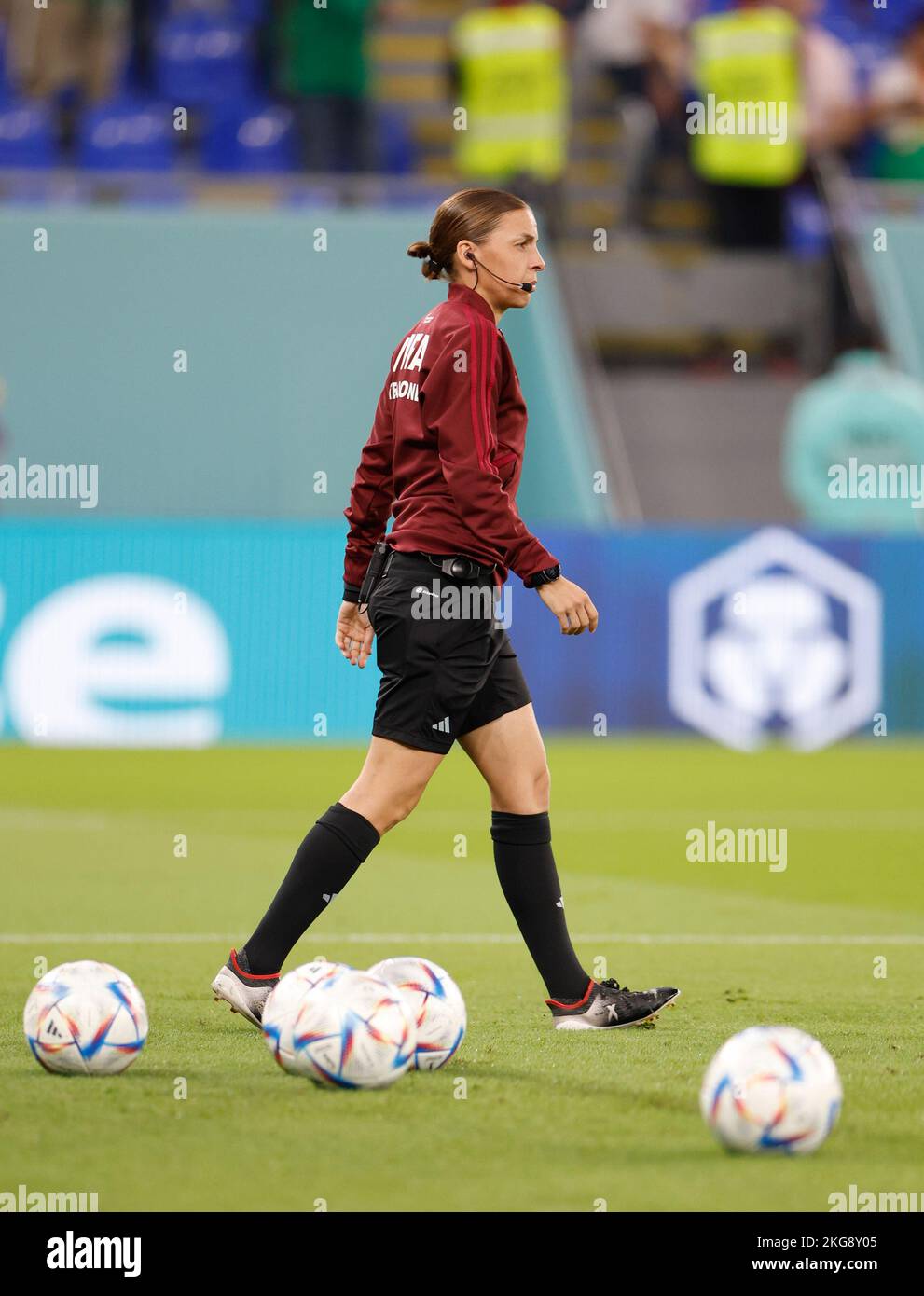 Doha, Qatar. 22nd Nov, 2022. The 4th official Stephanie Frappart is seen prior to the Group C match between Mexico and Poland of the 2022 FIFA World Cup at Ras Abu Aboud (974) Stadium in Doha, Qatar, Nov. 22, 2022. Credit: Wang Lili/Xinhua/Alamy Live News Stock Photo