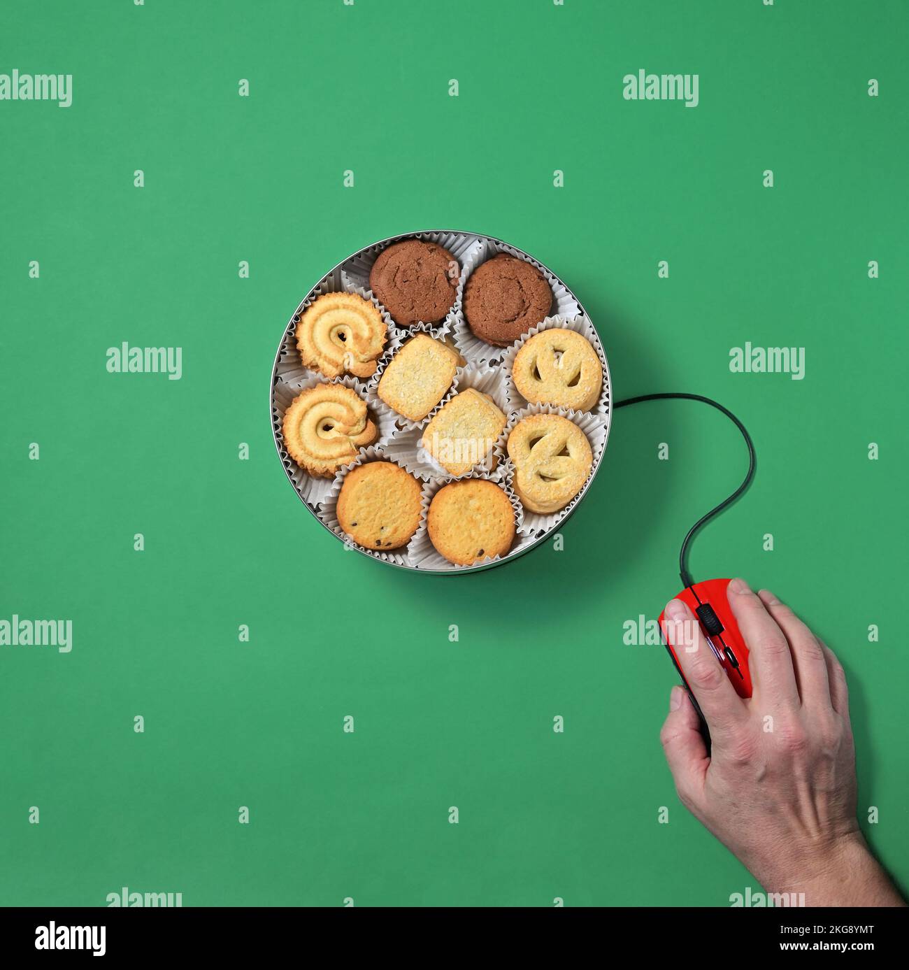 Abstract Accept Cookie Pop-Up Message from Box With Cookies For Christmas Stock Photo