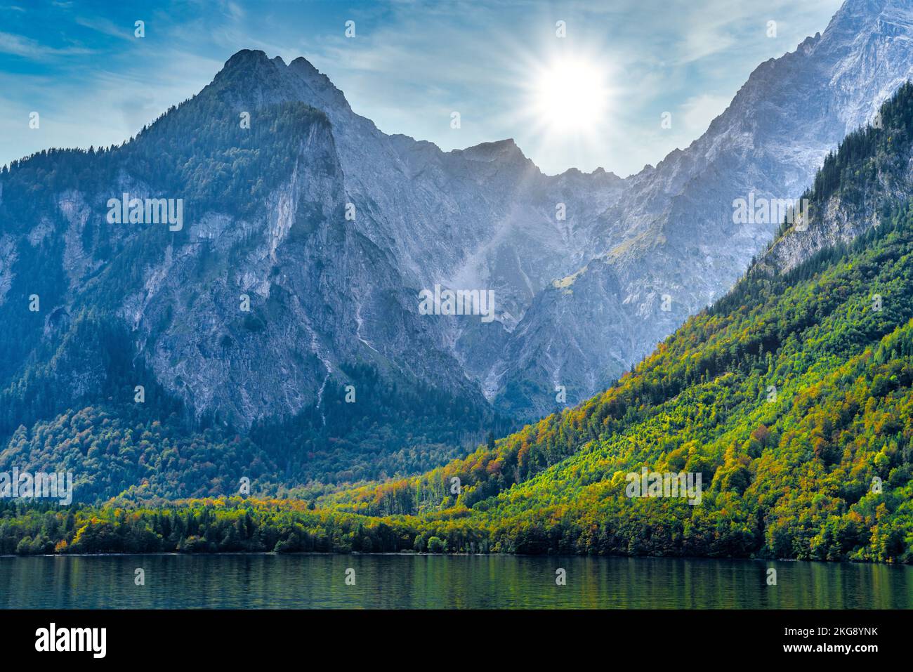 Koenigssee lake with Alp mountains in Konigsee, Berchtesgaden National ...