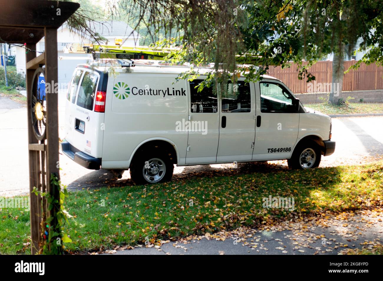 CenturyLink repair truck. They hook people up to the internet. St Paul Minnesota MN USA Stock Photo