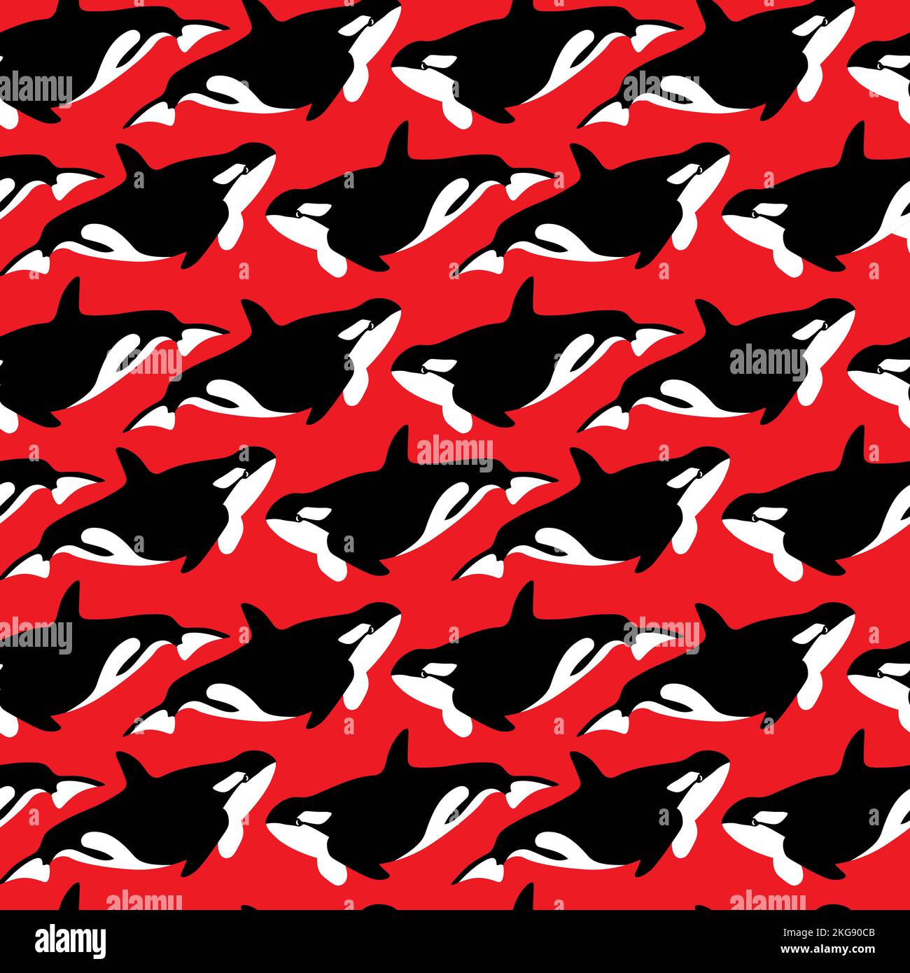 Vector seamless pattern with orca.Underwater cartoon creatures.Marine ...