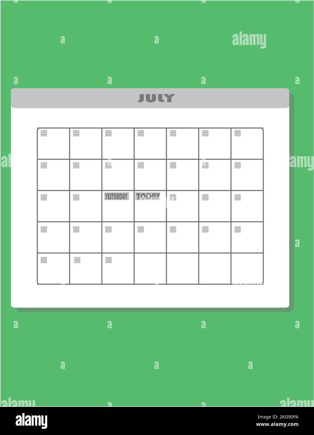 A vertical calendar vector with a green background Stock Vector