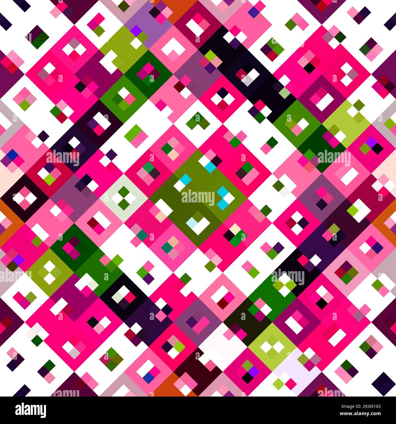 Kaleidoscopic geo pixel pattern. Playful fun pink wallpaper. Colorful ...