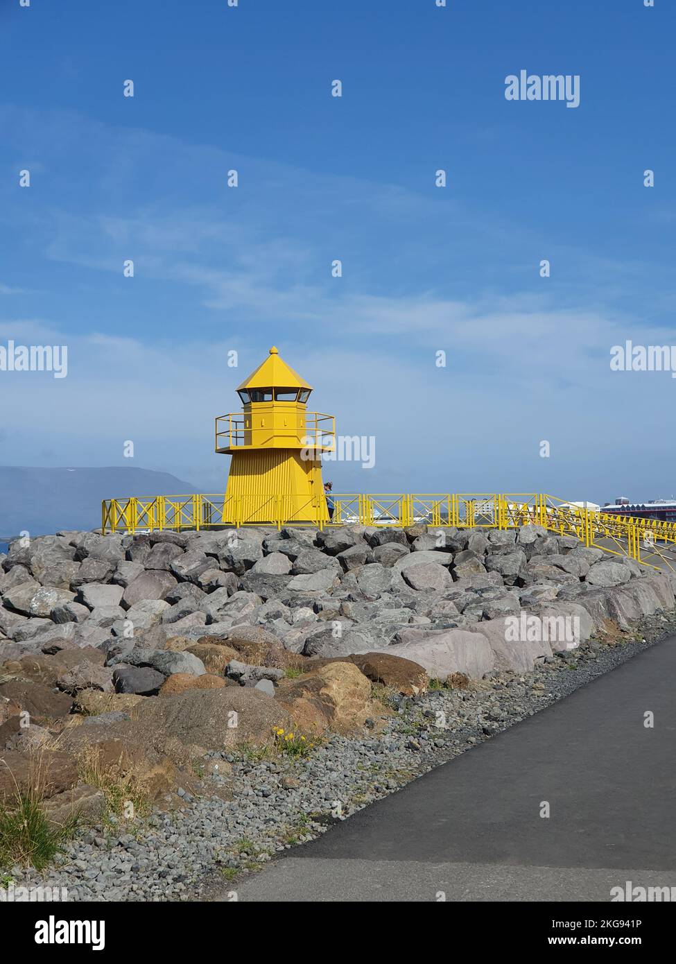 The Hofdi yellow lighthouse in Reykjavik, Iceland Stock Photo
