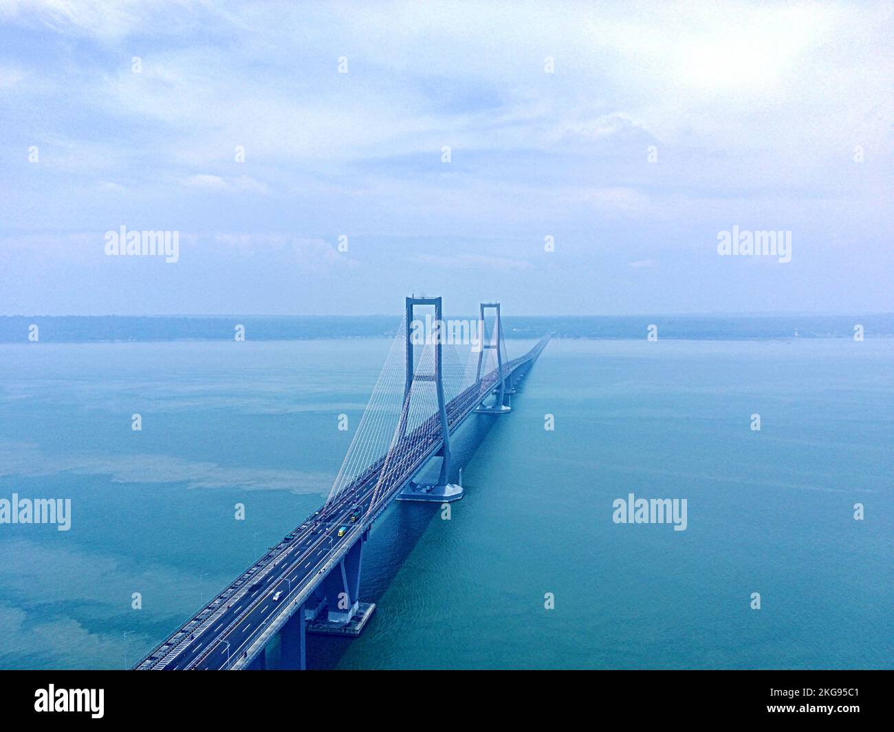 November 21, 2022. View of Suramadu bridge in Surabaya, Indonesia. Stock Photo