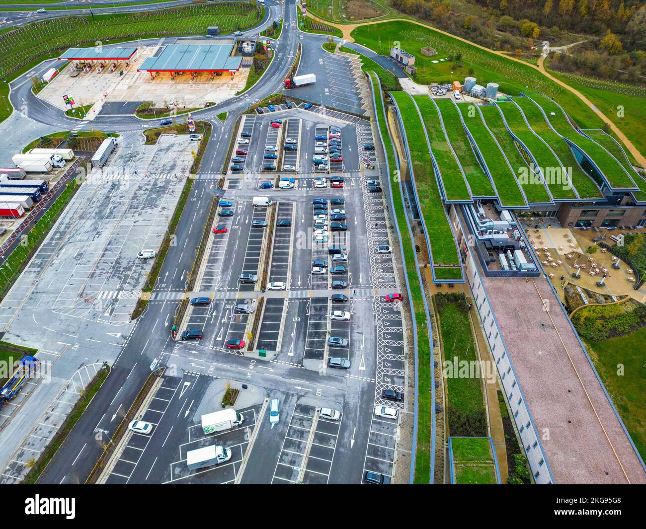 Aerial view of Skelton Lake Services in Leeds, West Yorkshire Stock Photo Alamy