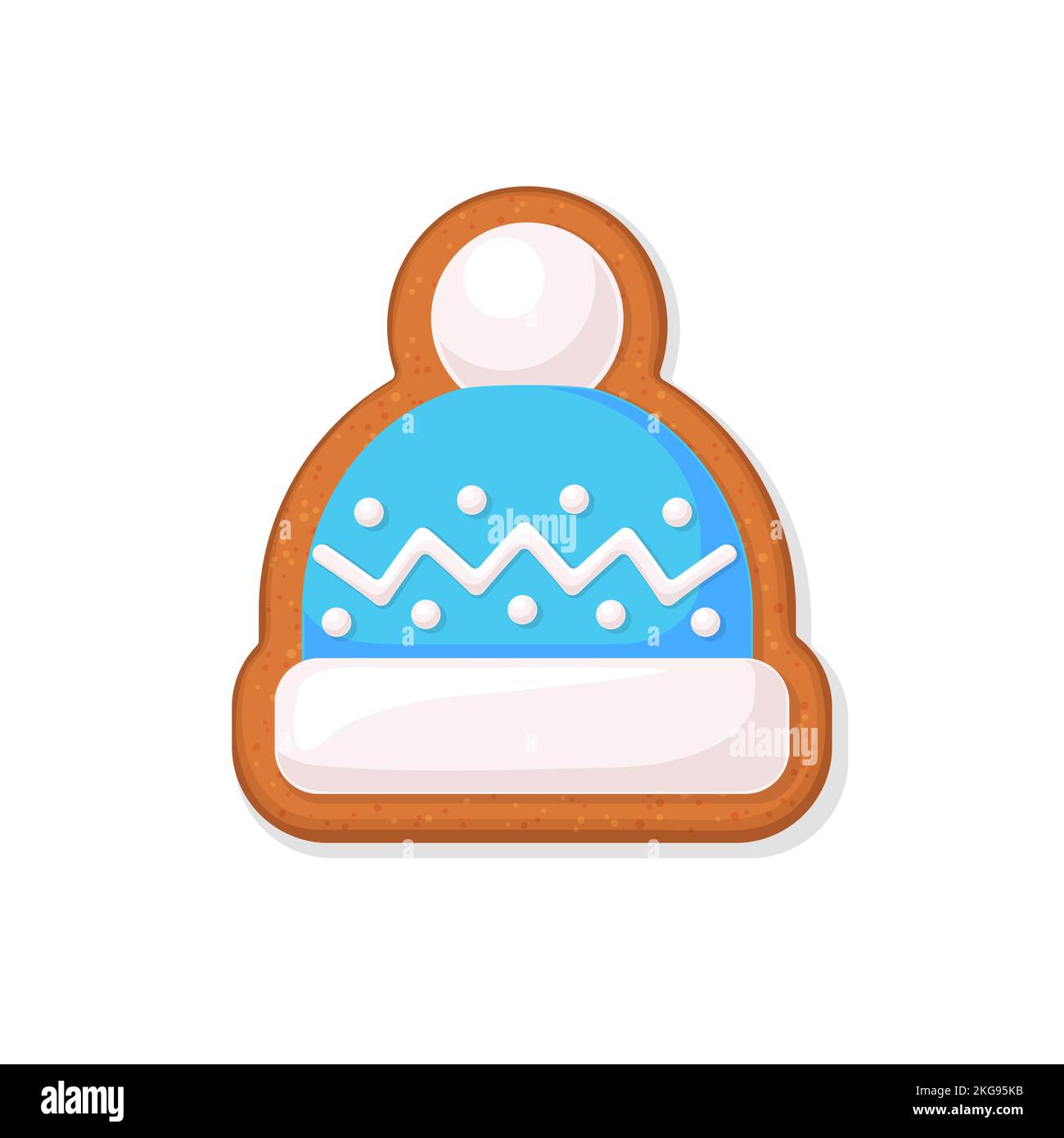 Christmas gingerbread cookie in shape of hat cap beanie. Flat vector
