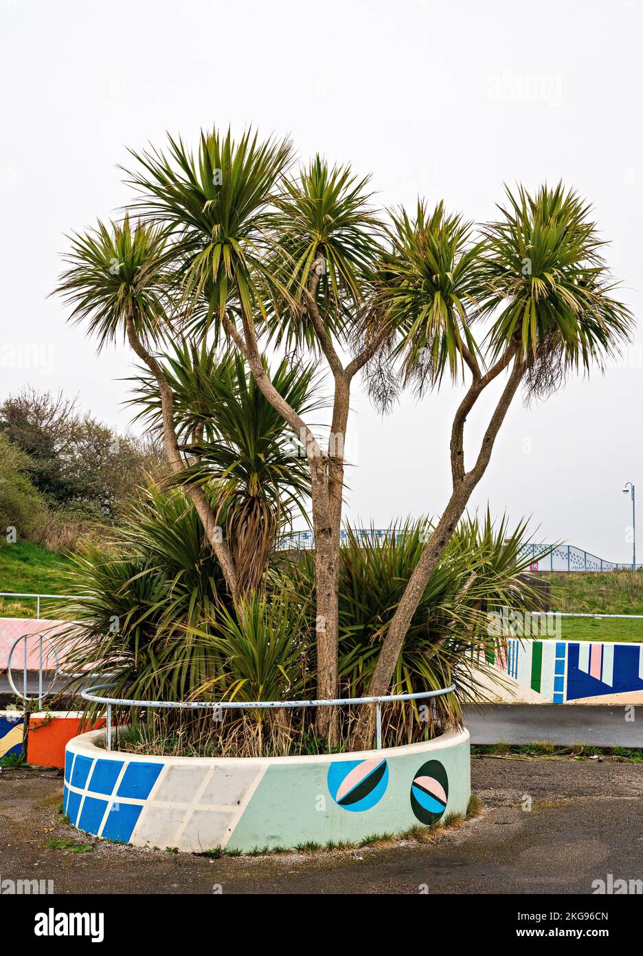 Decorative paintwork at disused Bubbles Swimming Pool site, Morecambe
