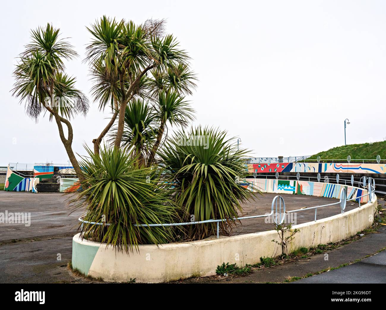 Decorative paintwork at disused Bubbles Swimming Pool site, Morecambe