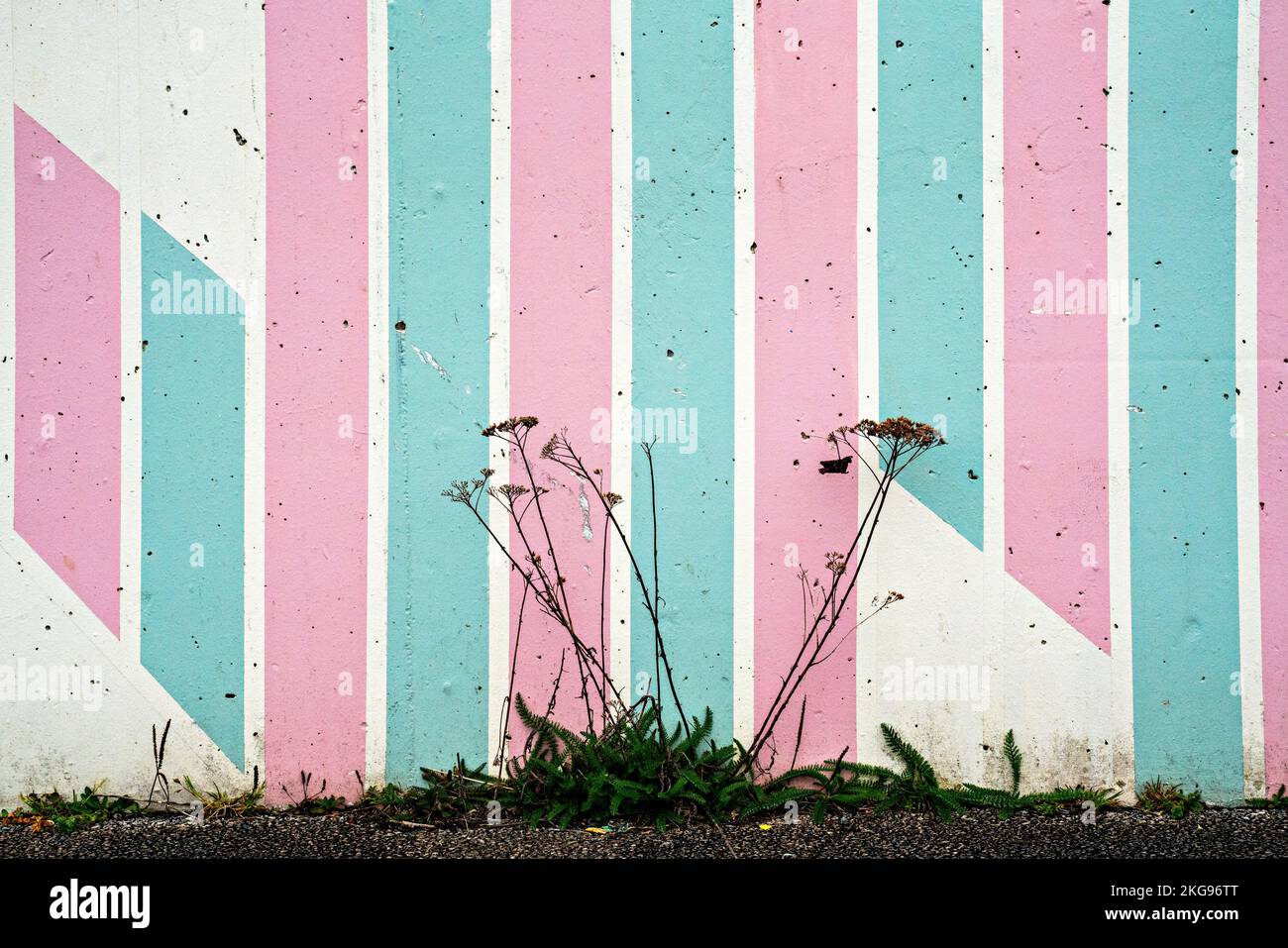 Decorative paintwork at disused Bubbles Swimming Pool site, Morecambe