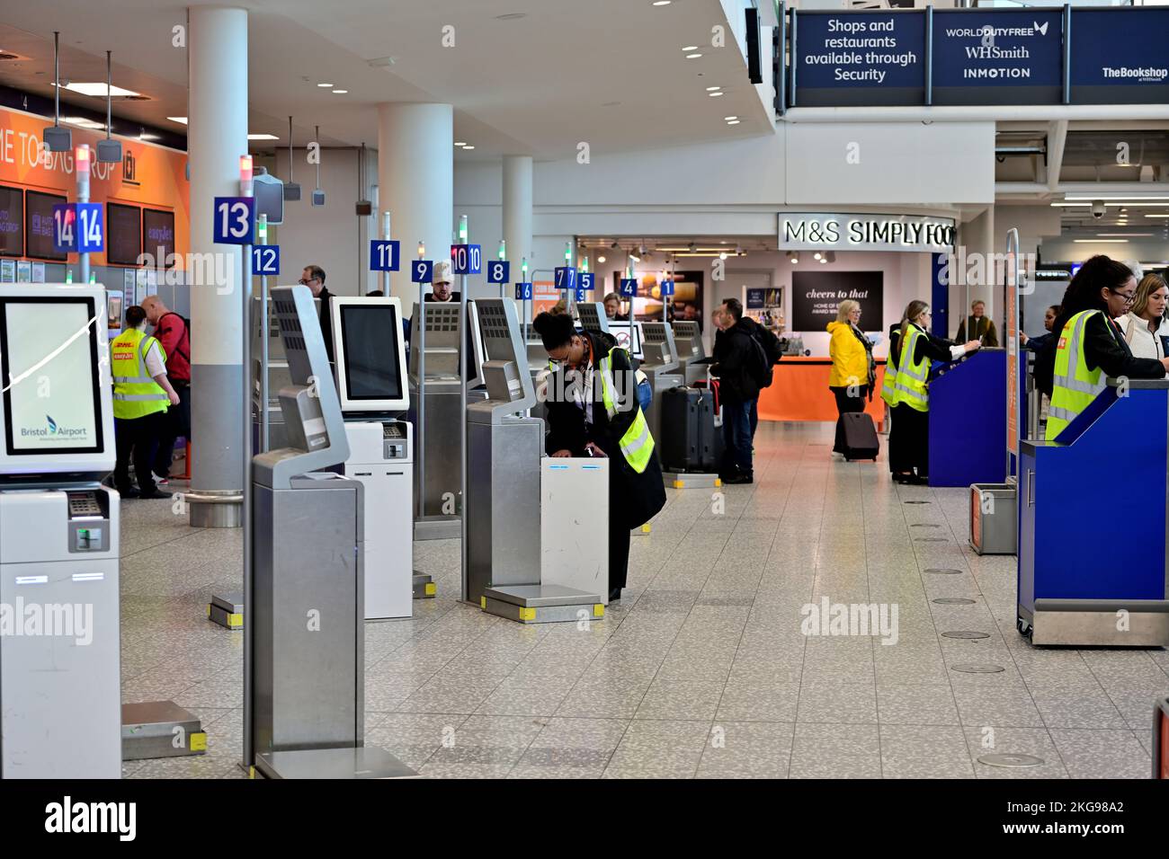 Bag drop and check in at Bristol Airport Stock Photo Alamy