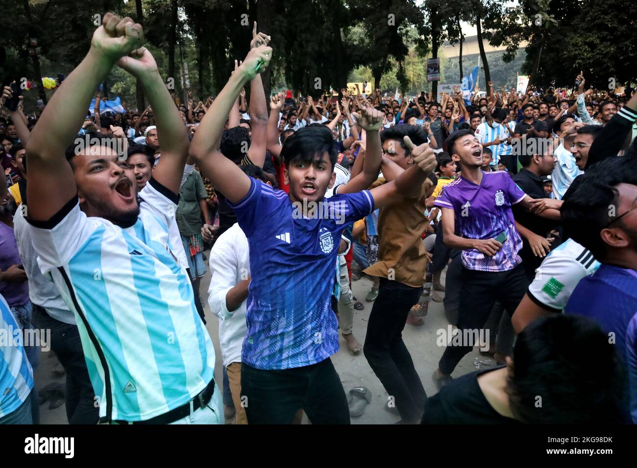 Dhaka, Dhaka, Bangladesh. 22nd Nov, 2022. Football lovers are enjoying