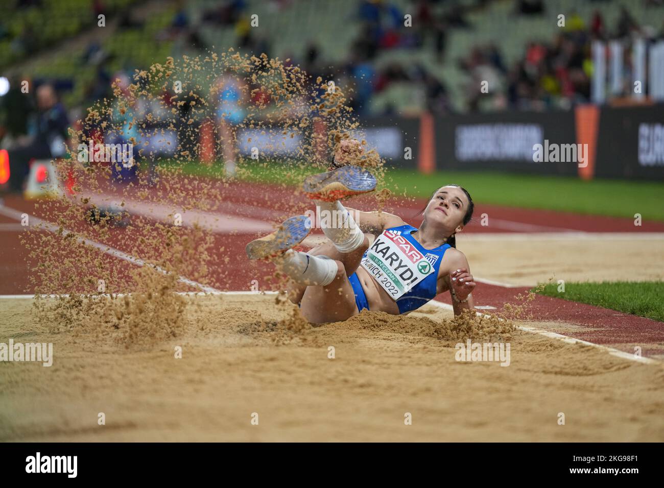 Spyridula Karydi participating in the long jump of the European