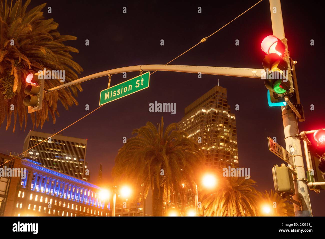 San Francisco, CA, USA - November 04, 2022 - Looking up Market Street sign from Stock Photo