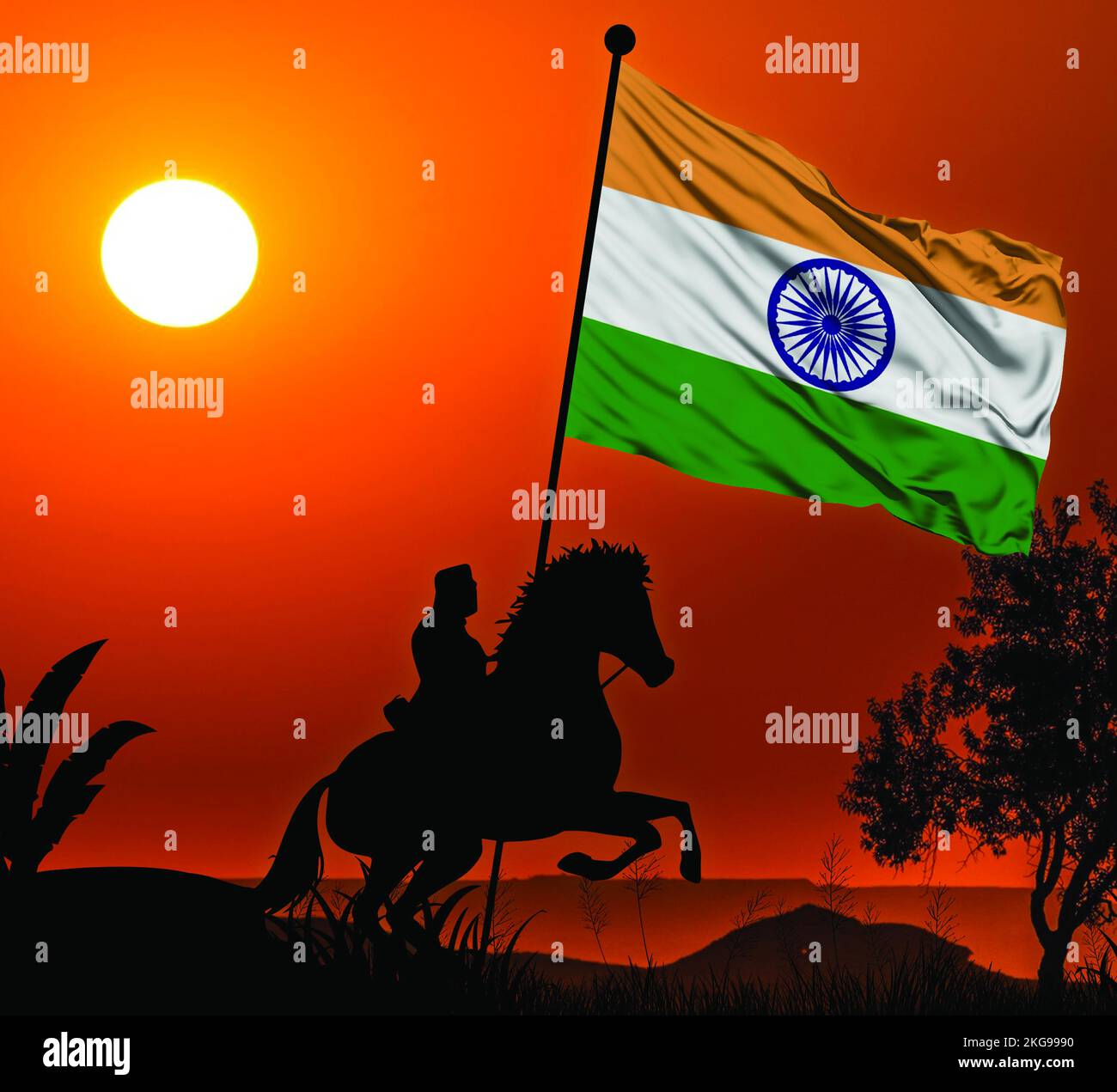 Indian National Flag on Floor 3d Rendering Stock Photo