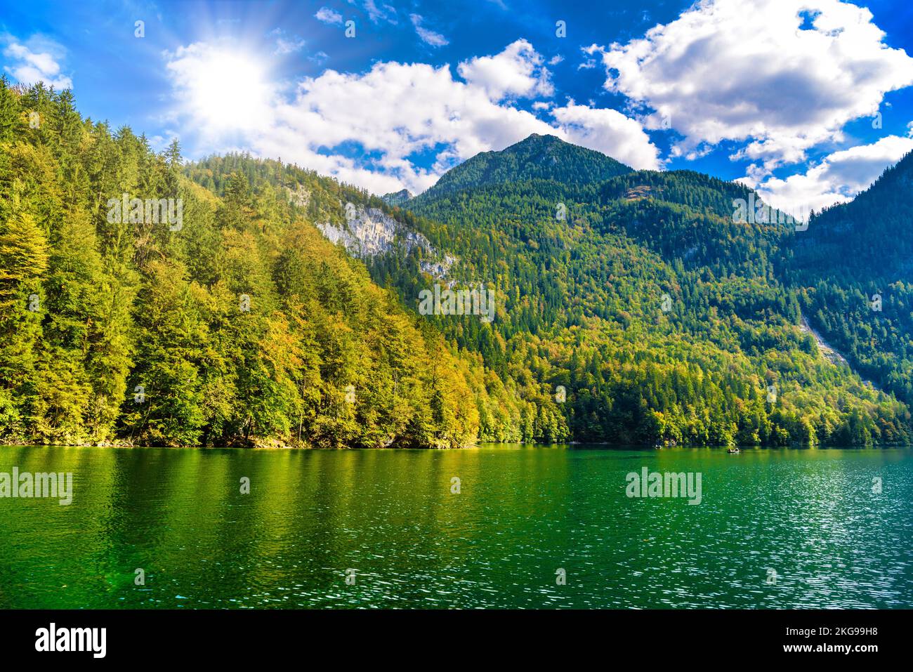 Koenigssee lake with Alp mountains, Konigsee, Berchtesgaden National ...
