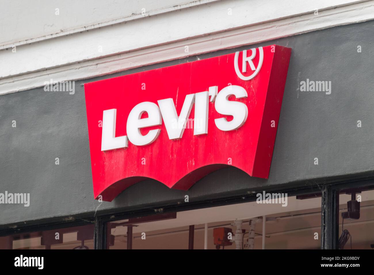 Copenhagen, Denmark - July 26, 2022: Levi's store sign. Strauss and Co. is an American clothing company known for its Levi's Stock Photo - Alamy