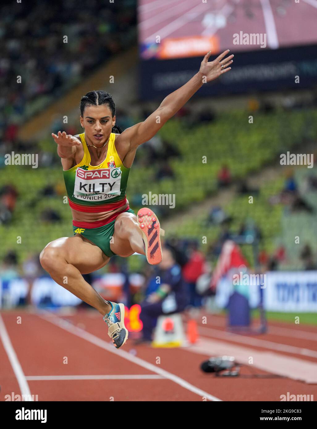 Dovilė Kilty participating in the long jump of the European Athletics ...
