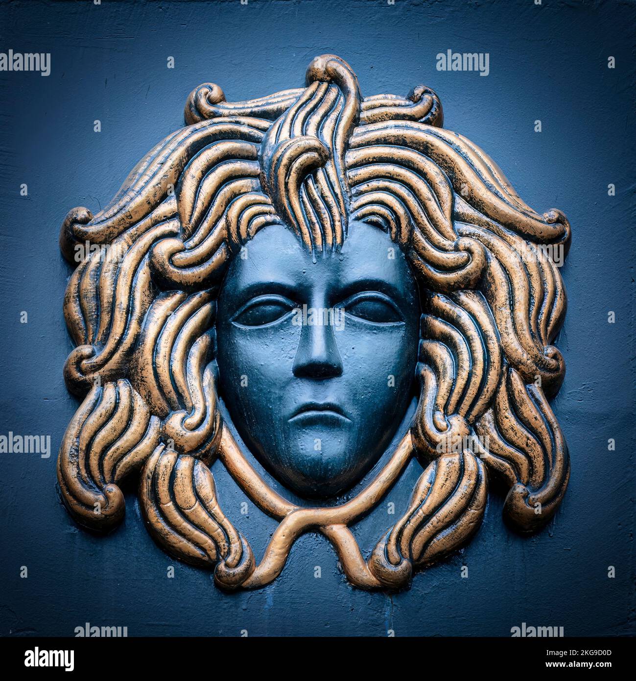 A classic depiction of the head of Medusa the Gorgon from ancient mythology located in Instanbul, Turkey. Stock Photo