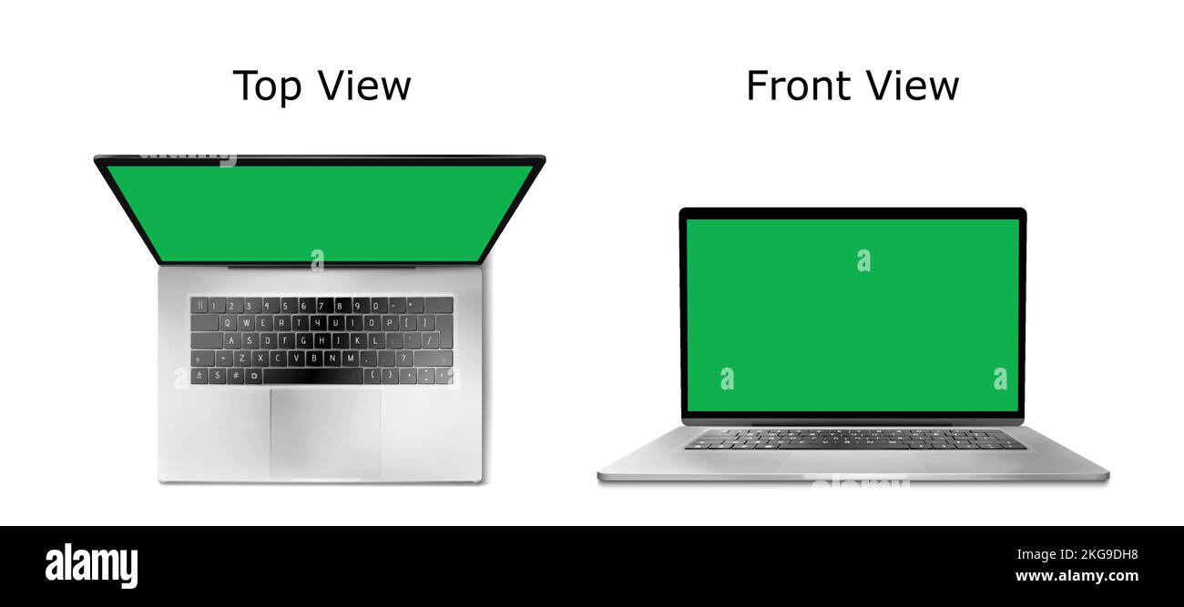 Digital Computer device mockups. 3d vector editable laptop, LED ...