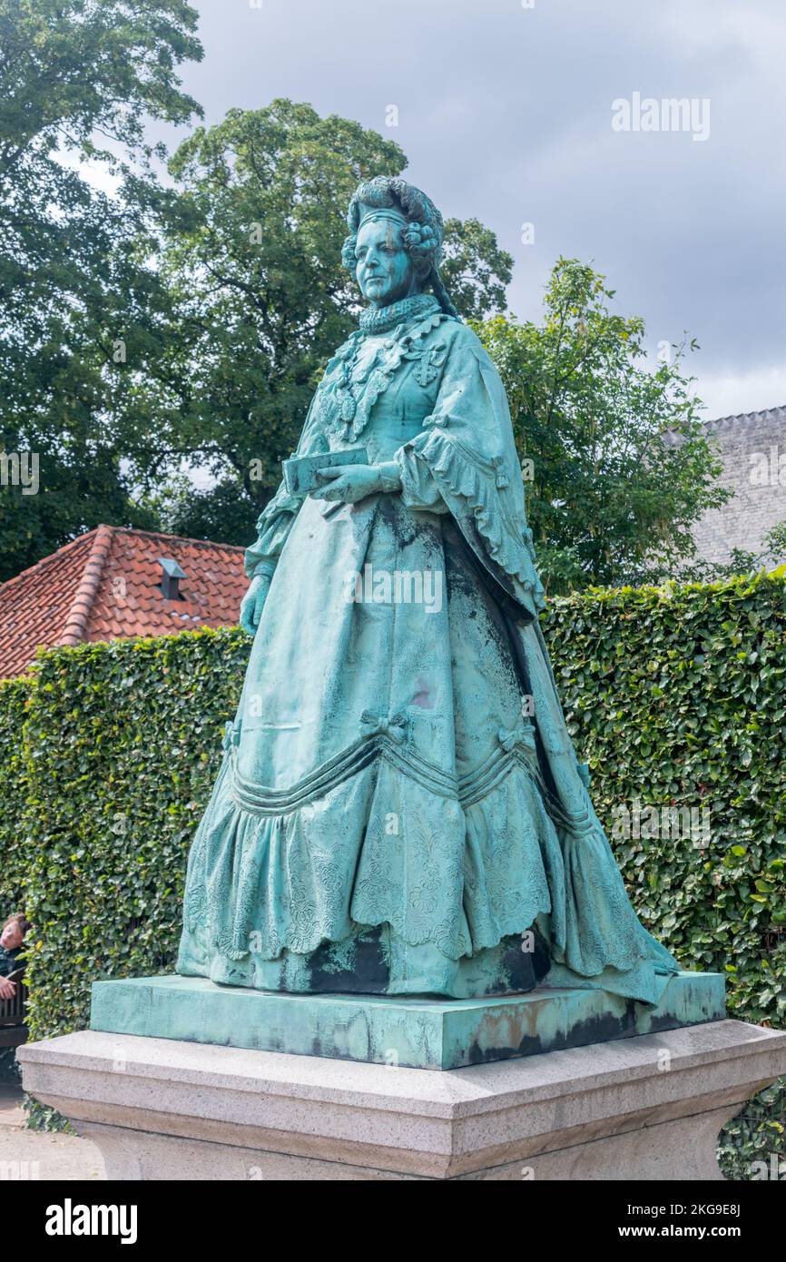 Copenhagen, Denmark - July 26, 2022: Statue of Caroline Amalie of Schleswig-Holstein-Sonderburg-Augustenburg. Queen consort of Denmark as second spous Stock Photo