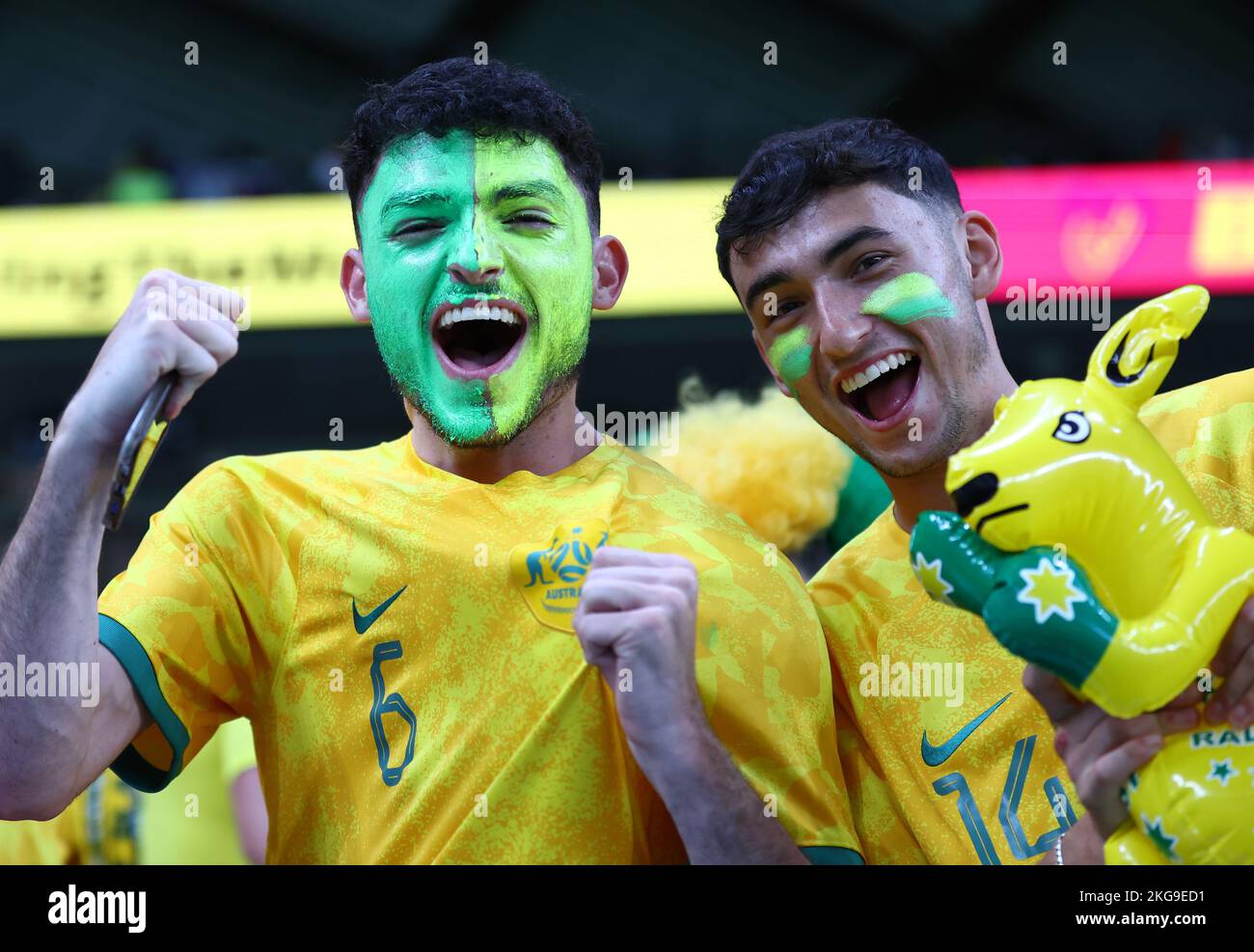 Al Wukair, Qatar, 22nd November 2022. Australian fans before the FIFA World Cup 2022 match at Al