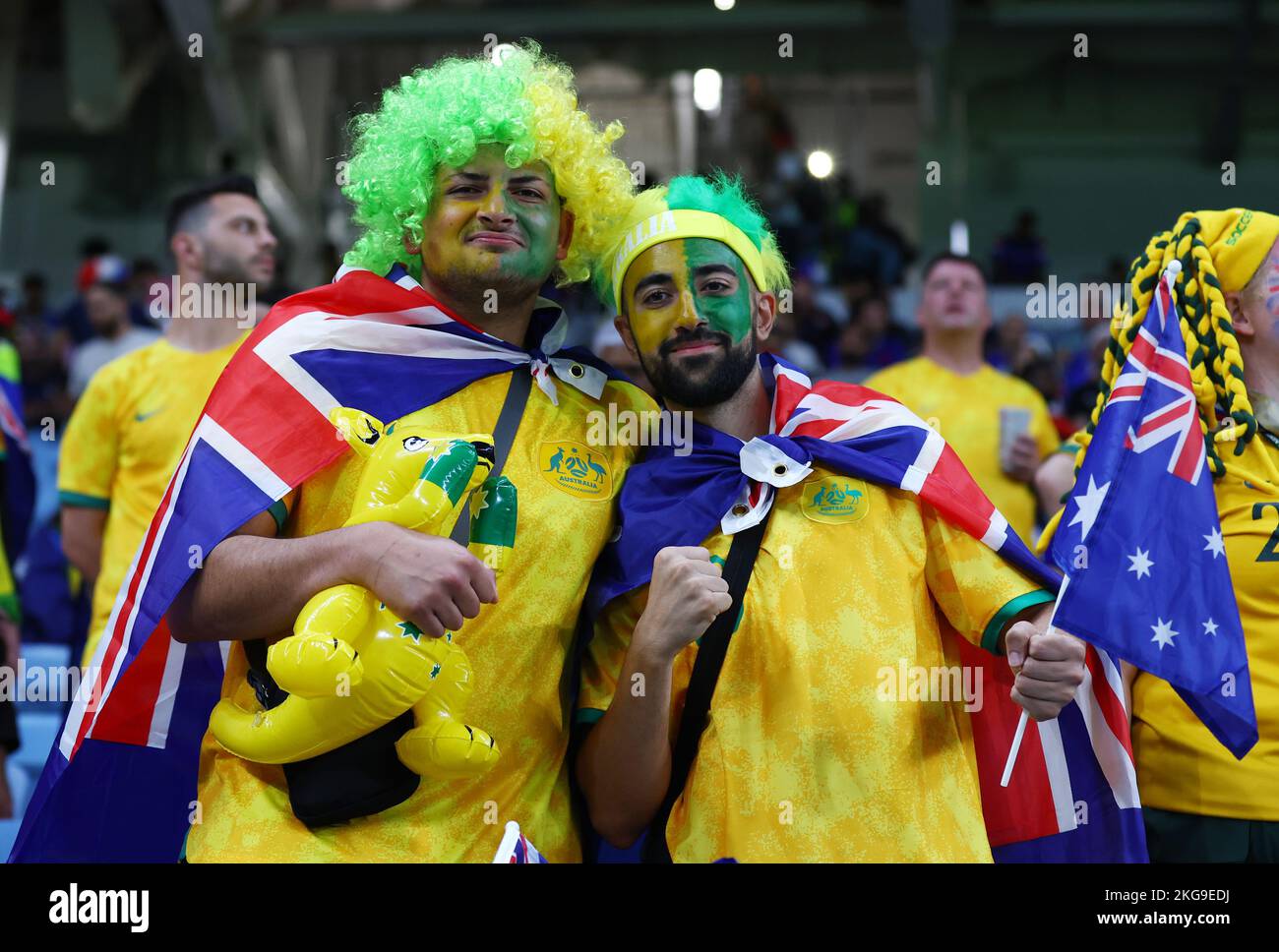 Al Wukair, Qatar, 22nd November 2022. Australian fans before the FIFA World Cup 2022 match at Al
