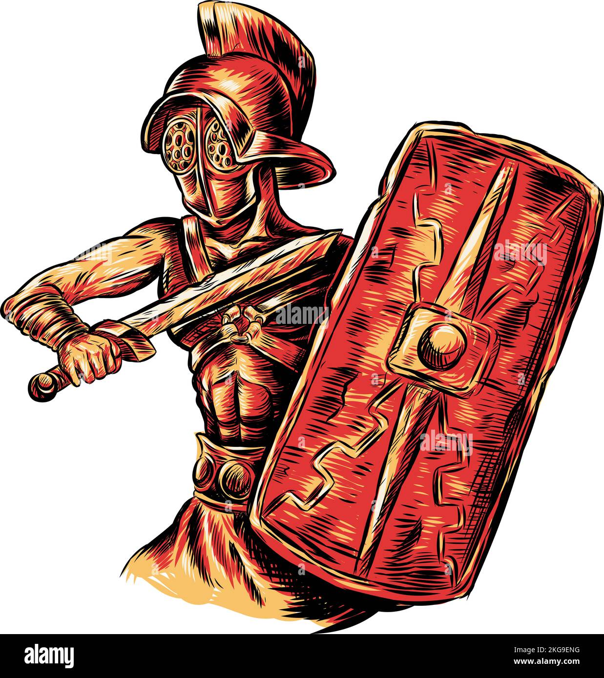 Gladiator warrior hand drawn. vector illustration illustration Stock Vector