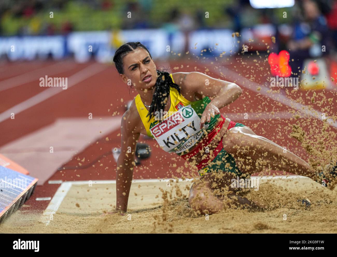 Dovilė Kilty participating in the long jump of the European Athletics ...