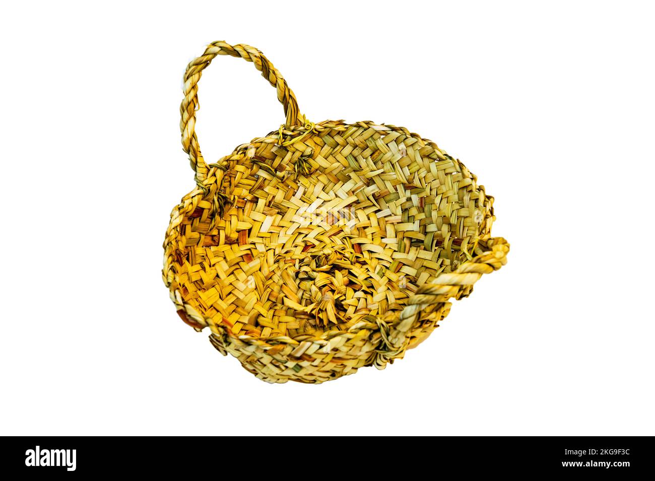 woven straw basket isolated on white background Stock Photo Alamy