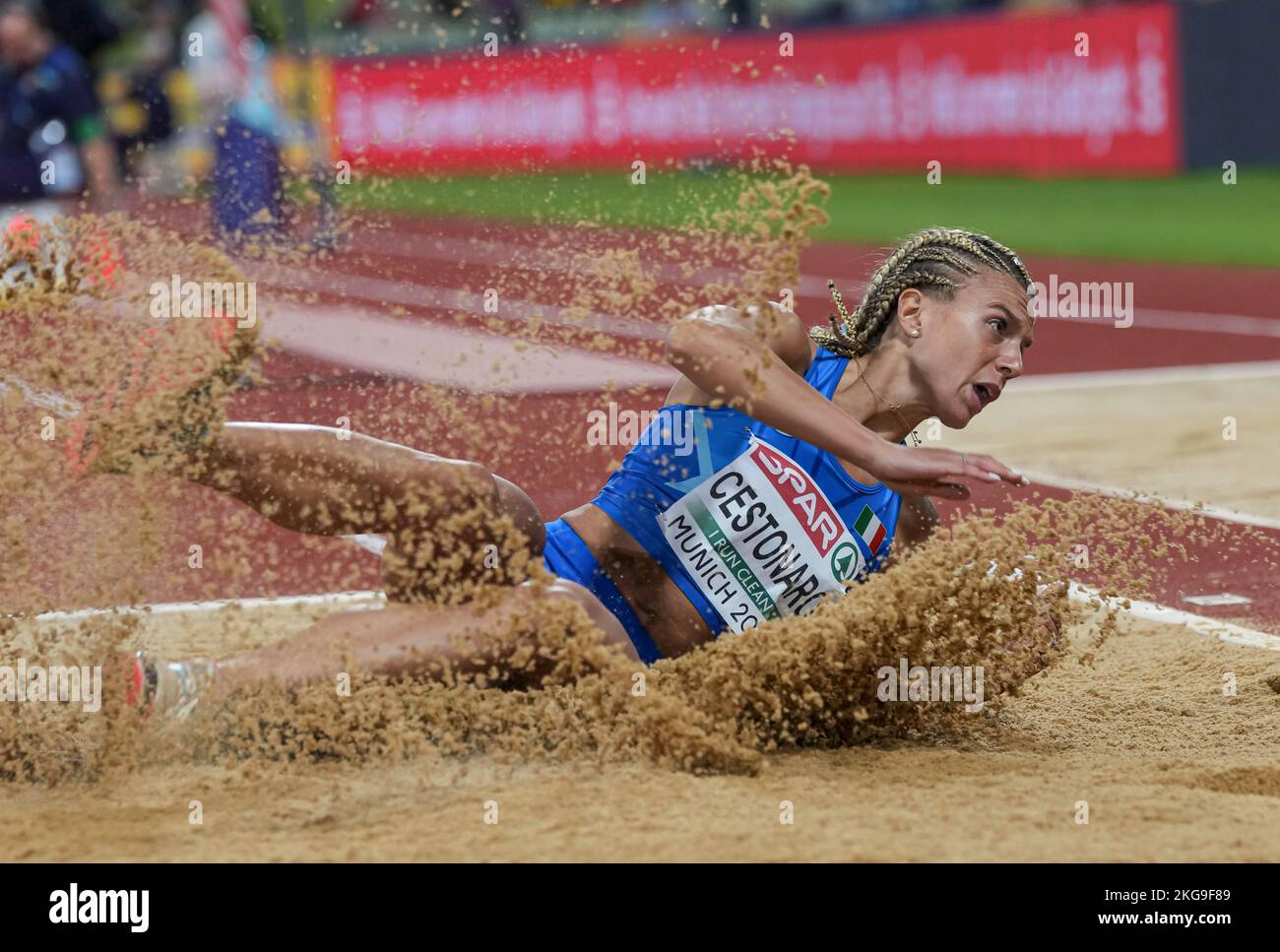 Ottavia Cestonaro participating in the long jump of the European