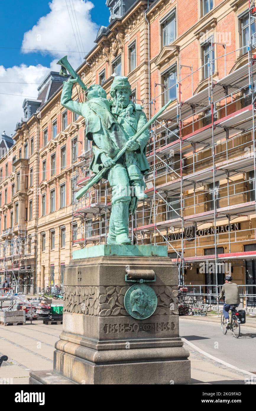 Copenhagen, Denmark - July 26, 2022: The Private Soldier and the Little Hornblower sculpture. Memorial of First and Second Schleswig Wars. Stock Photo