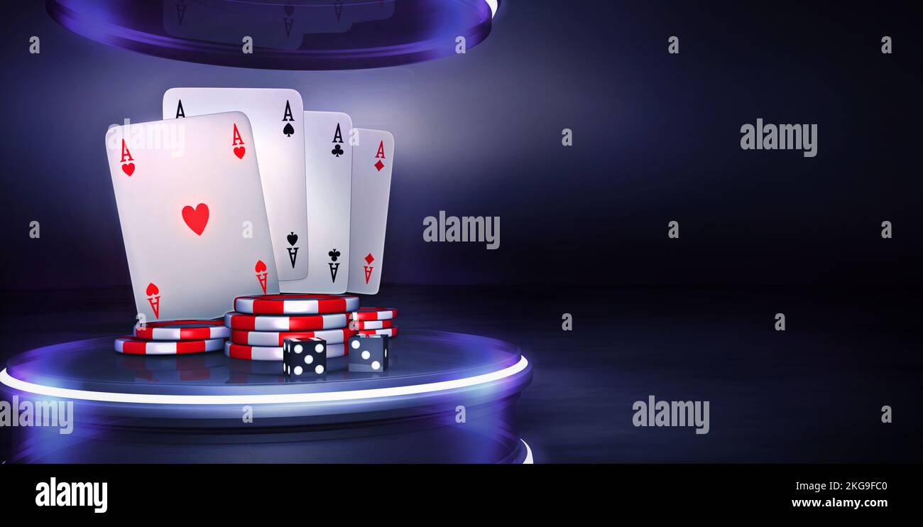 Roll the dice 3D graphics, minimal dark neon, concept. A bet rendering