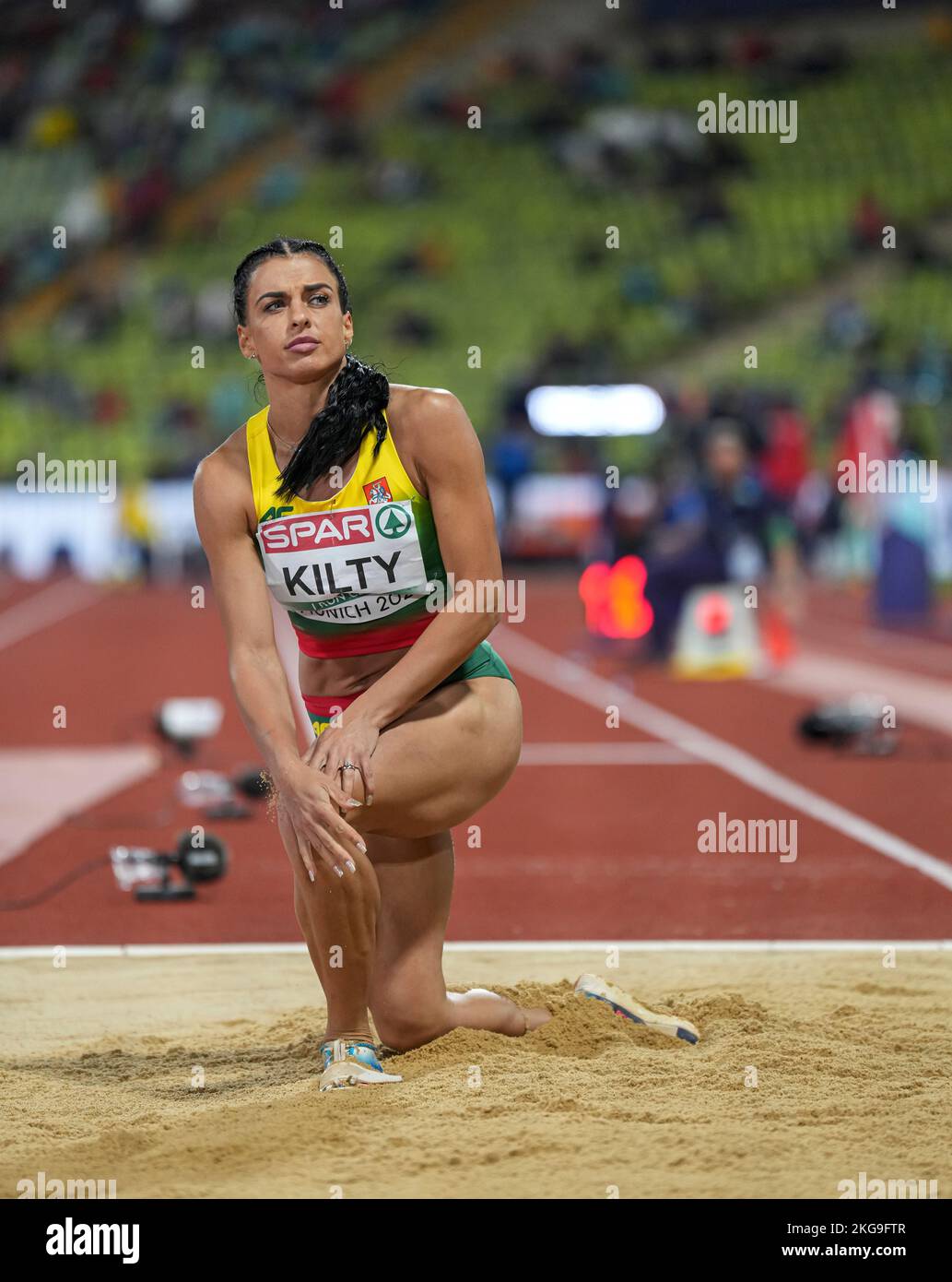 Dovilė Kilty participating in the long jump of the European Athletics ...