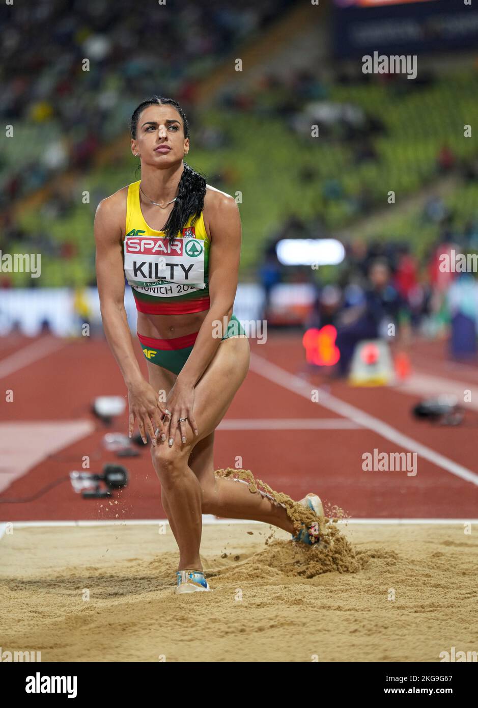 Dovilė Kilty participating in the long jump of the European Athletics ...
