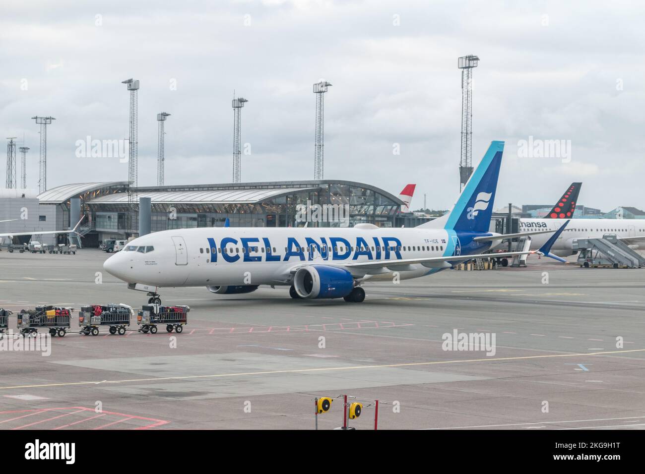Copenhagen, Denmark - July 27, 2022: Boeing 737 MAX 8 belong to Icelandair. Icelandair is the flag carrier airline of Iceland, headquartered at Keflav Stock Photo