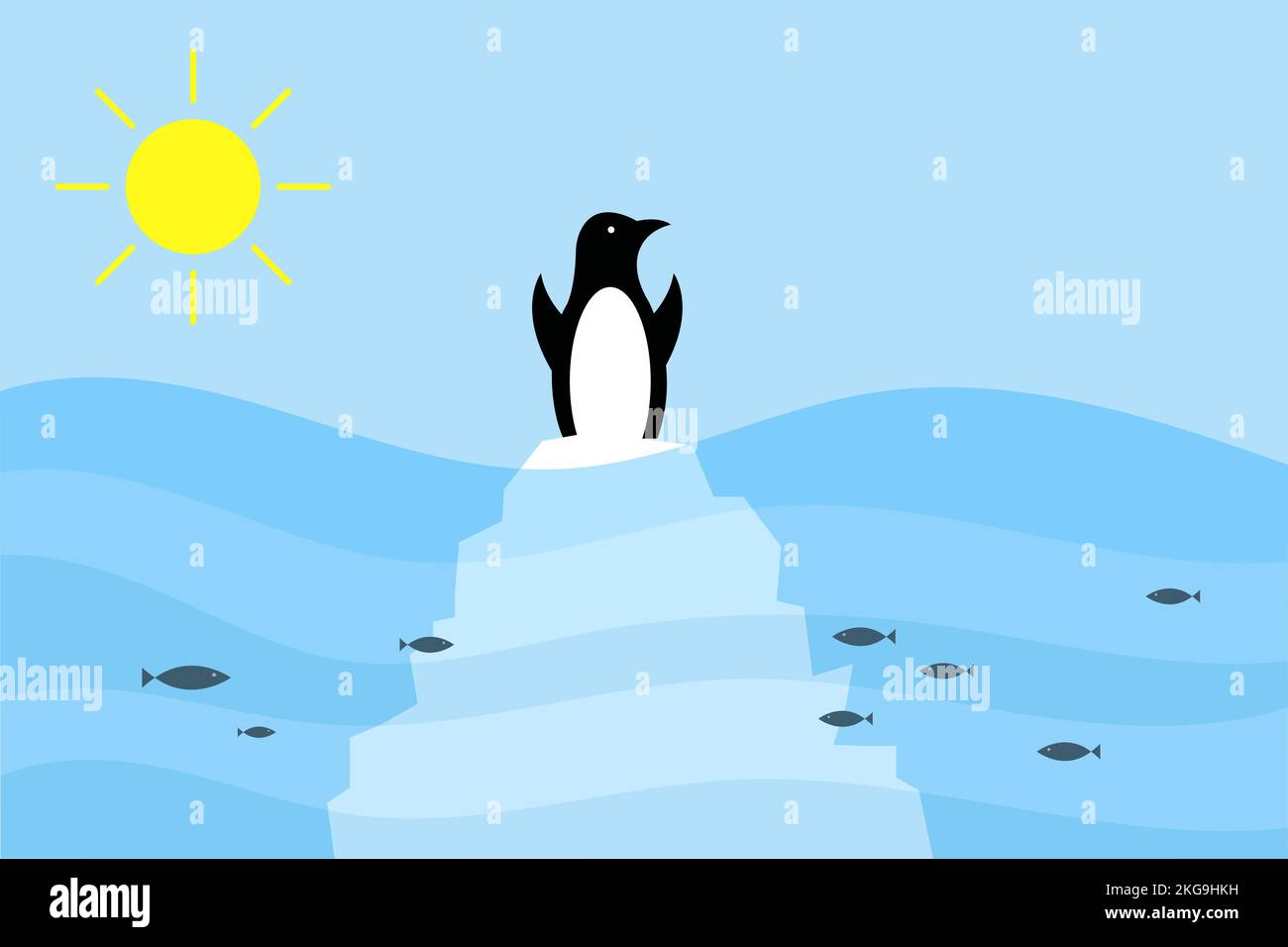 Sea level rise. Wild animals remain on the verge of extinction Stock Vector