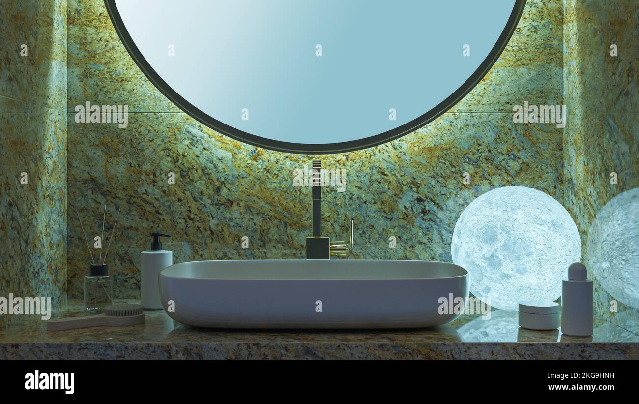 Moon lamp in the bathroom by night Stock Photo - Alamy