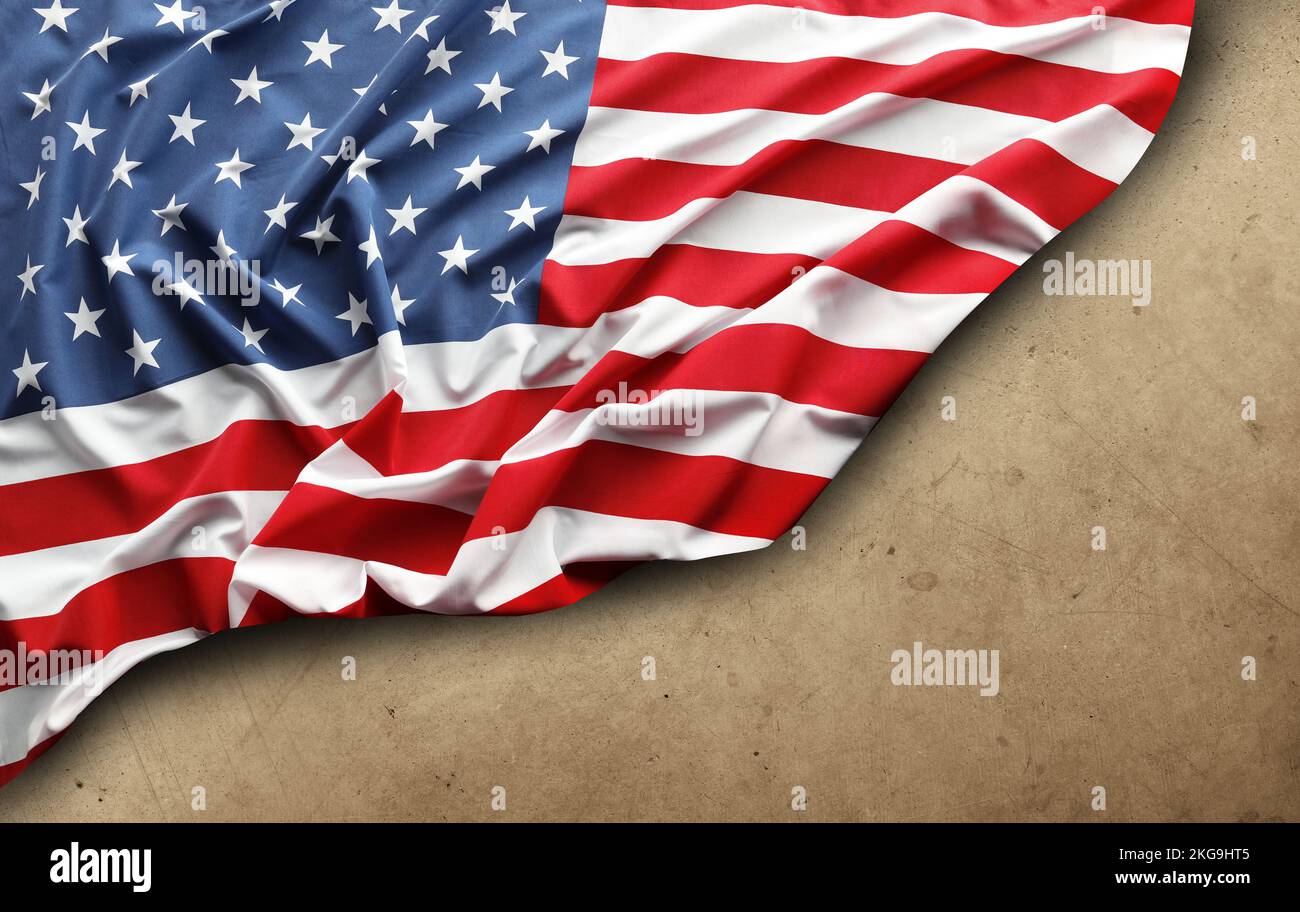 American flag on brown concrete background Stock Photo