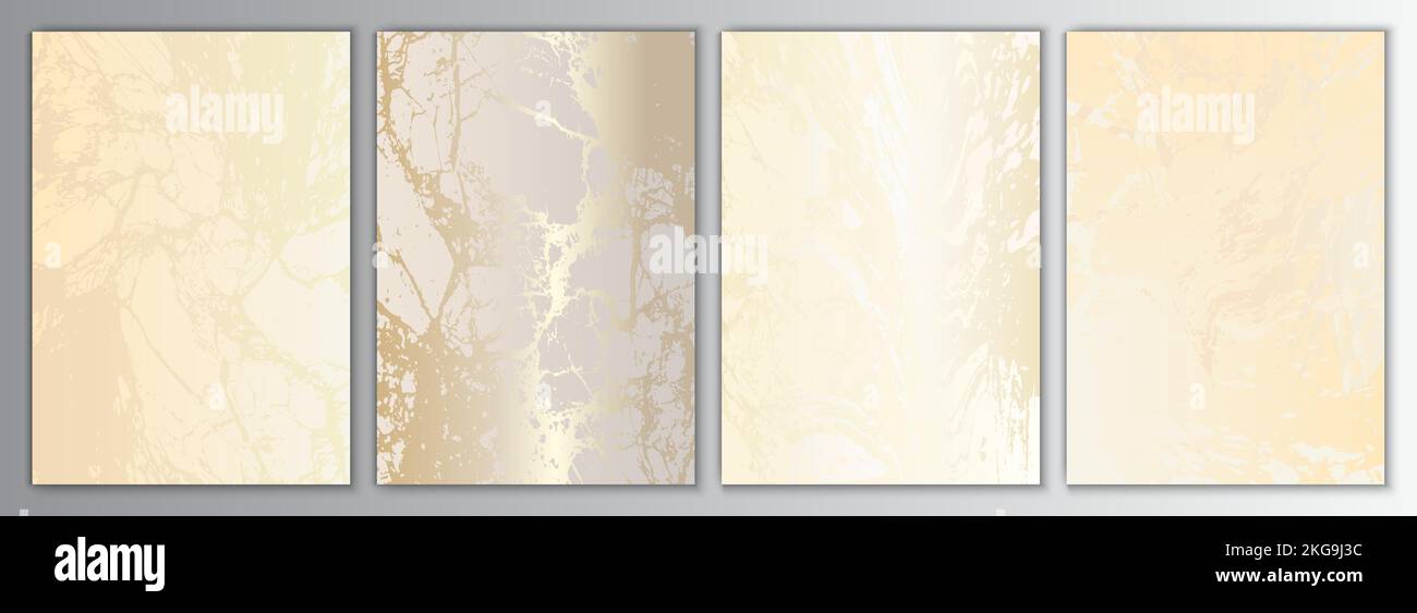 Gold Marble Background Set. Elegant Beige Texture Collection Stock Vector