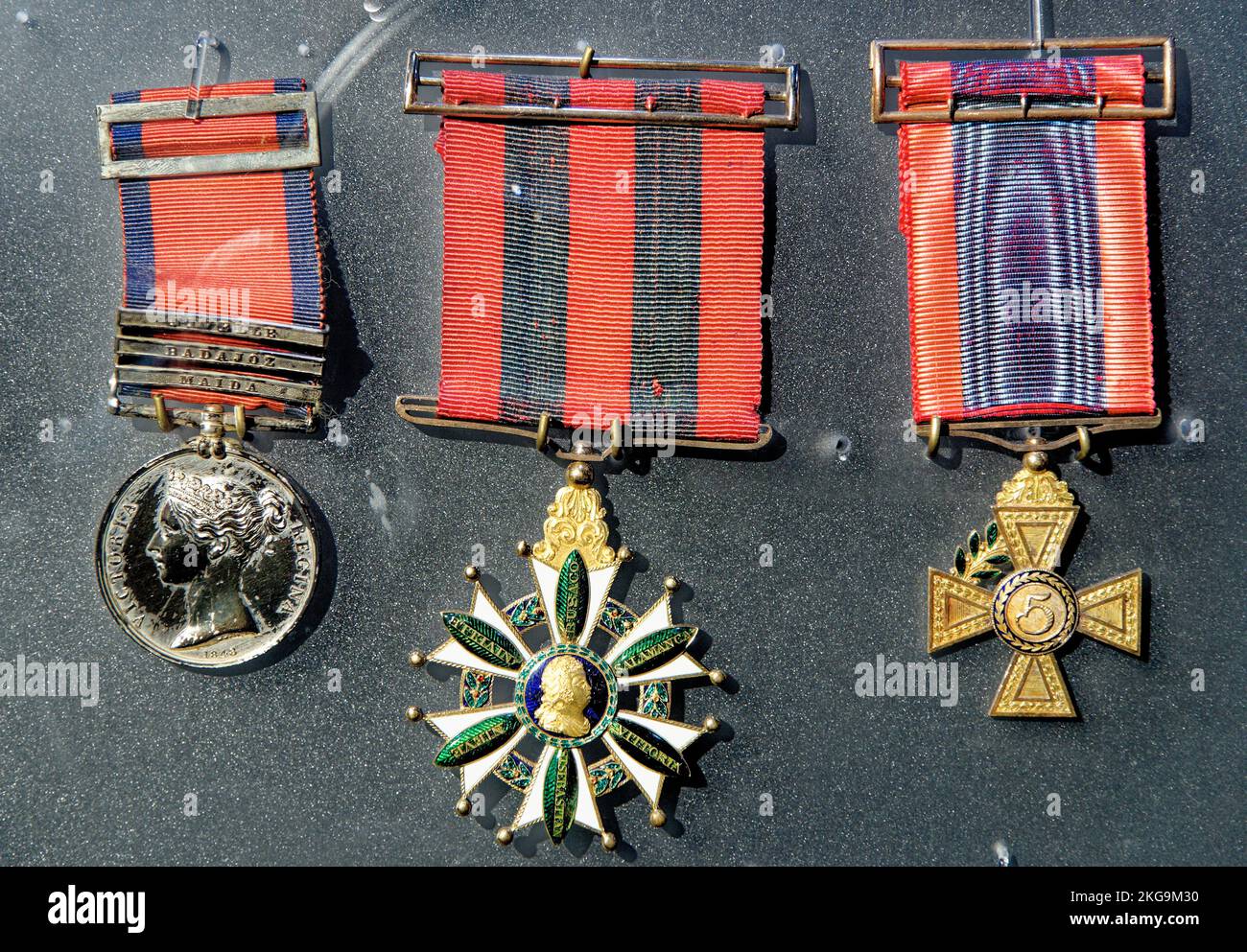 British military medals from World Wad II in Museum of History - Cardiff, Glamorgan, Wales, United Kingdom - 16th of October 2022 Stock Photo