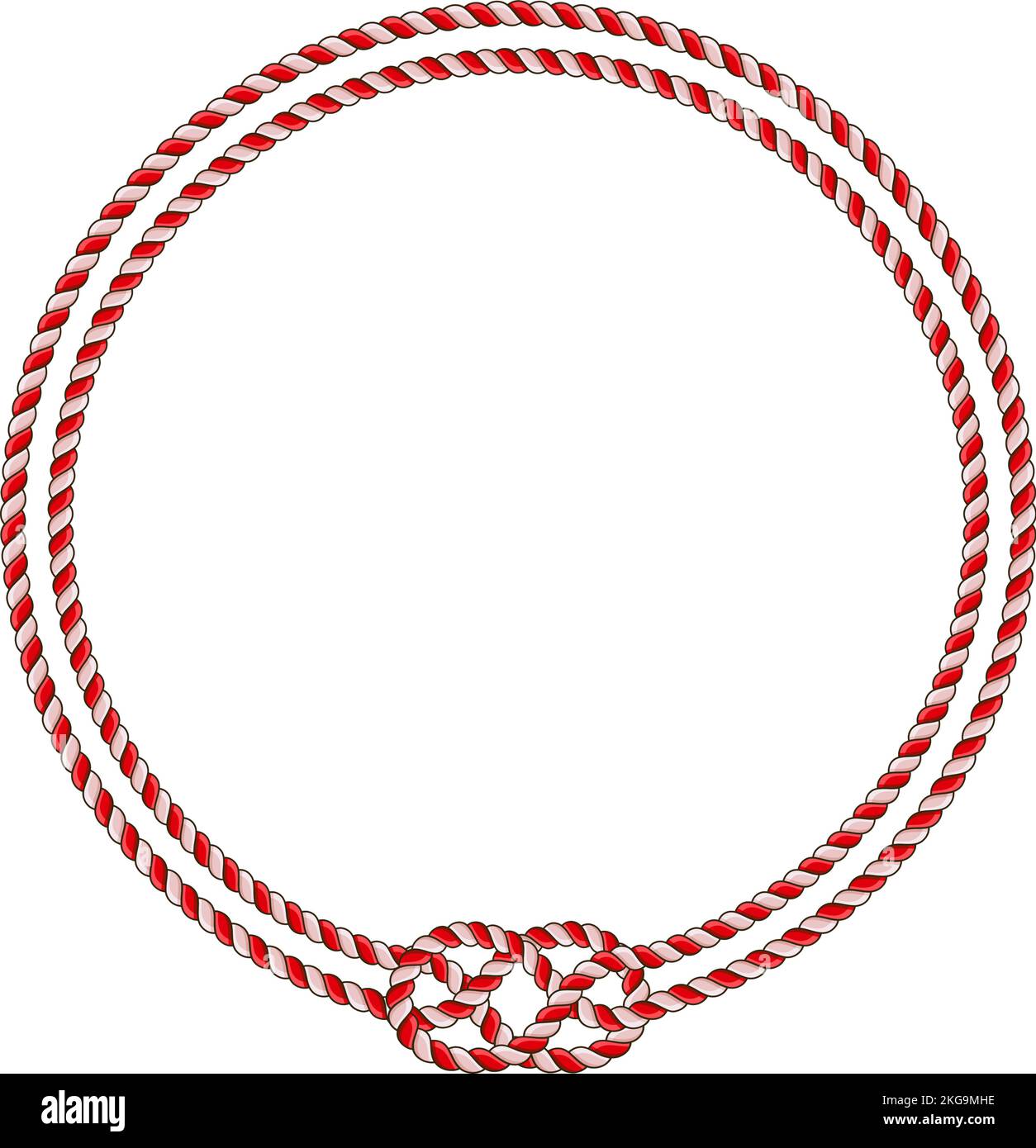 Round rope frame isolated on white background. Twisted cord Stock