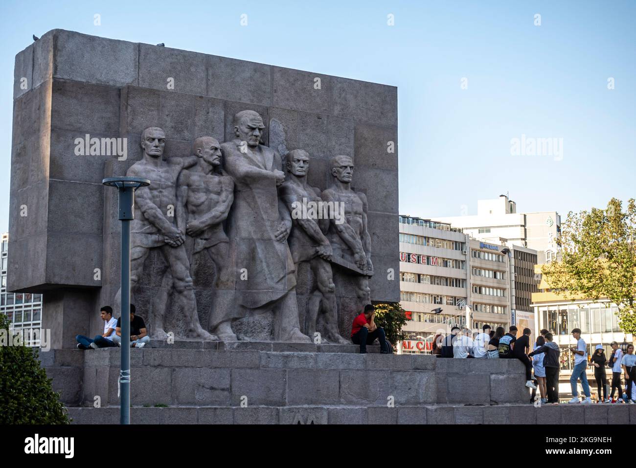 Guvenpark monument by C. Holzmeister, Franz Wirt, Triberer, Anton Hanak and Joseph Thorak in KIZILAY Square, Ankara, Turkey Stock Photo