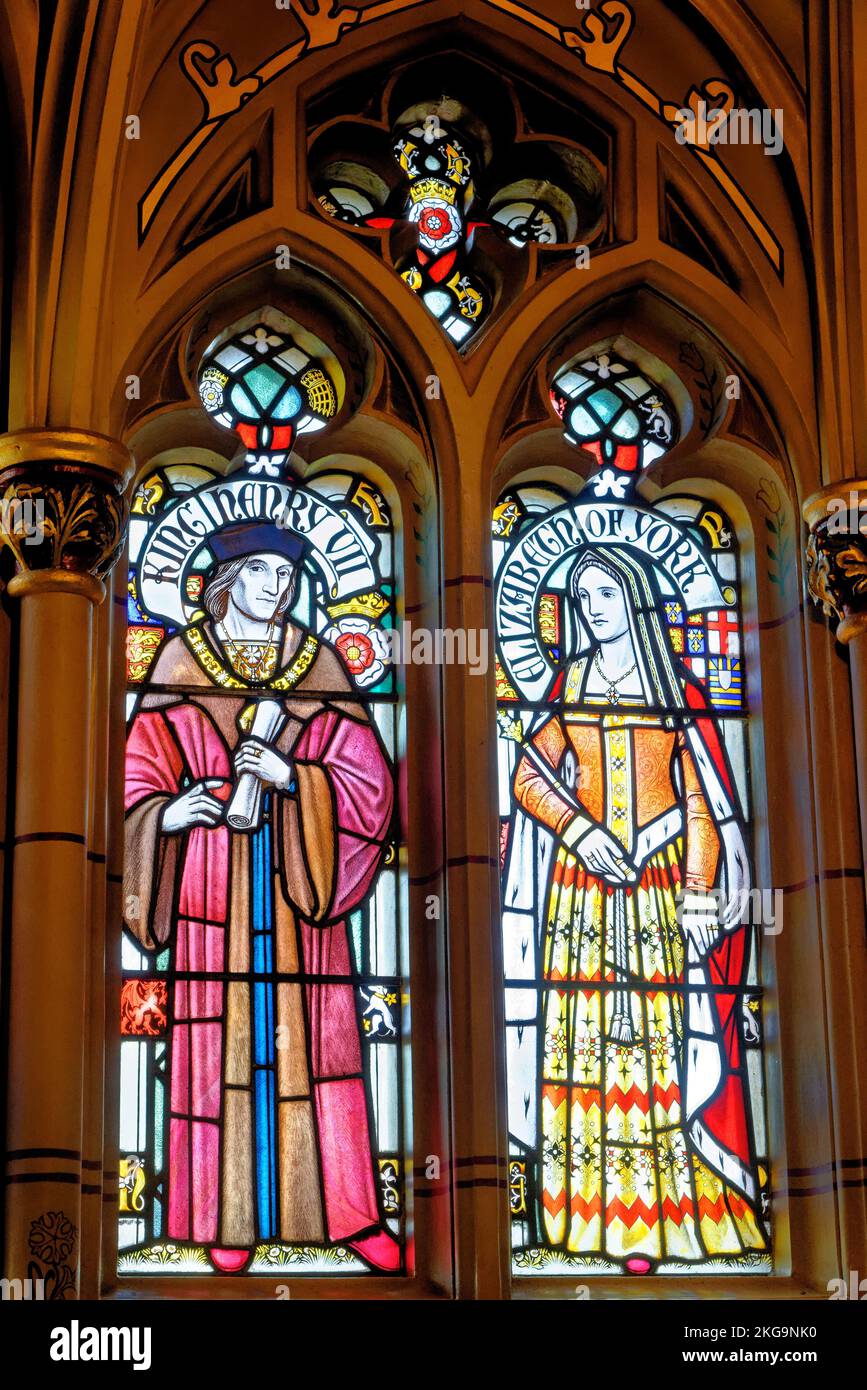 Cardiff Castle Apartment's stained glass windows in Cardiff, Wales