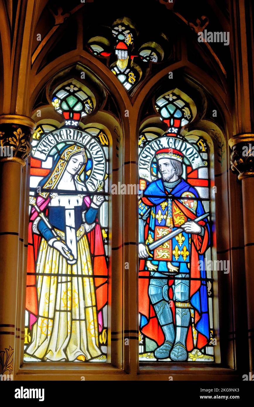 Cardiff Castle Apartment's stained glass windows in Cardiff, Wales