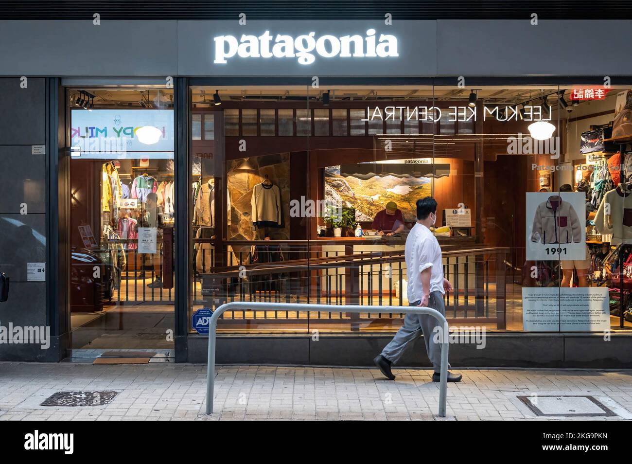 A pedestrian walks past the American outdoor clothing brand company Patagonia store in Hong Kong. Photo by Sebastian Ng SOPA Images Sipa USA Stock Photo Alamy