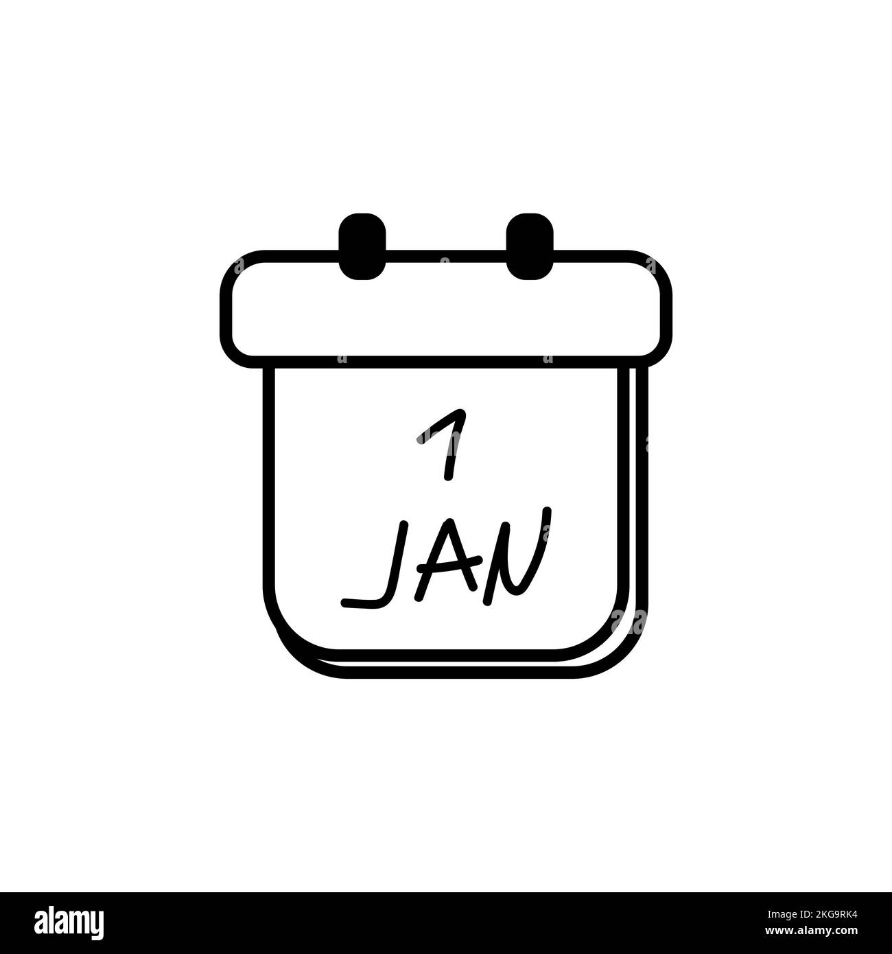 New year calendar doodle. Flipoff tearoff calendar with January 1st